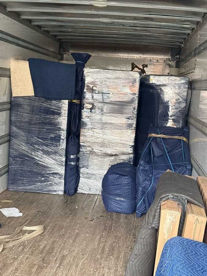Protected furniture in a moving truck